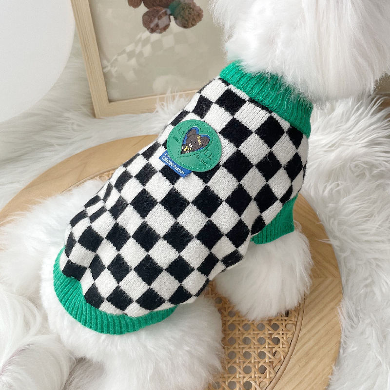 Black And White Checkered Sweater Pet Puppy Clothes