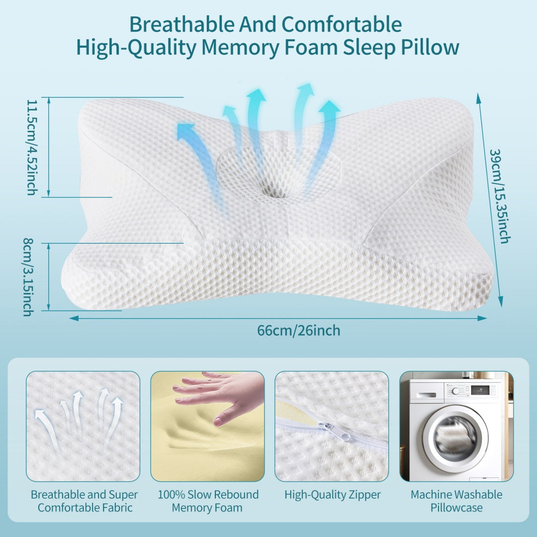 Cervical Neck Pillow, Cooling Ergonomic Memory Foam Pillows  Dual Height Orthopedic Support Contour Pillow For Side