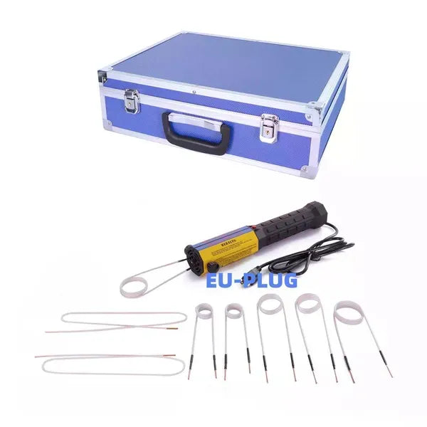 1100W Induction Heater, Flameless Magnetic Induction Heater, Portable Industrial Screw Removal Heating Tool (EU Plug, Metal Storage Case)