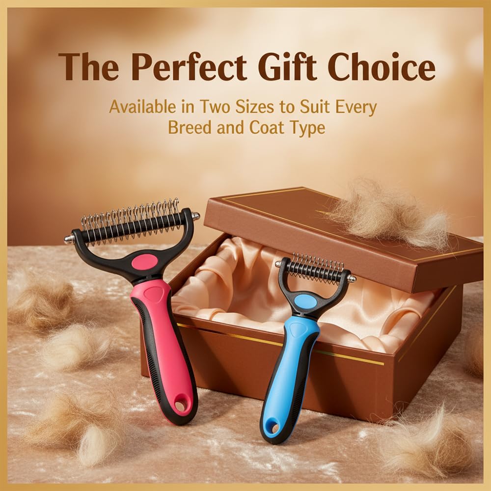 Dematting Comb For Dogs And Cats, Undercoat Rake Pet Brush For Long Hair, Deshedding Dog Brush Removes Tangles Knots And Loose Fur, Grooming Tool For Thick Coats