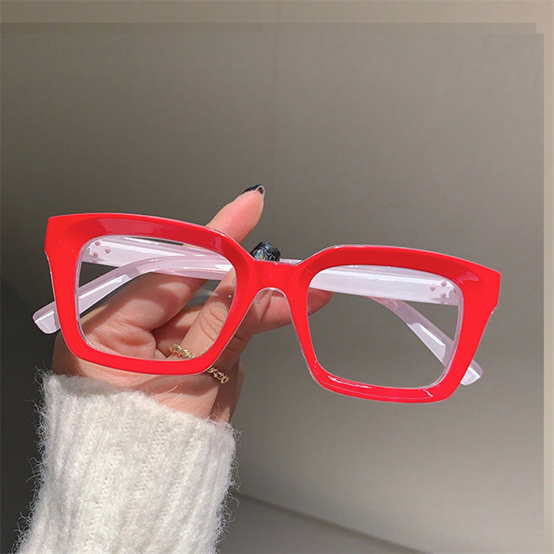 European And American Square Frame Street Photography Slimming High-value Korean Version Trendy Flat Glasses