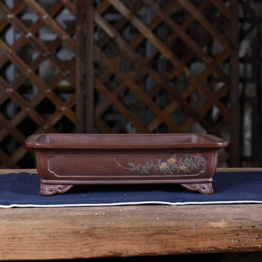 Zisha Flower Pot Painted Bonsai Indoor Desk Decoration For Green Plants
