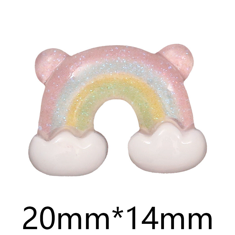 Transparent Glitter Star Moon Rainbow Flower Resin Ornament Accessories