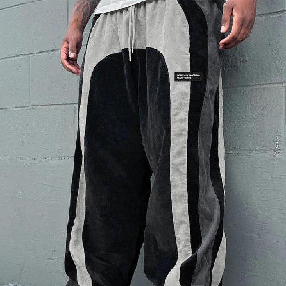 Men's Contrast Color Letter Patch Smart Trousers