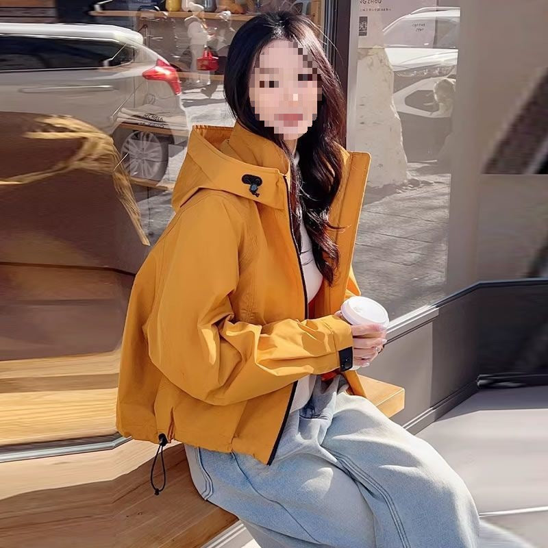 Spring Womens Short Windproof Jacket Outdoor Hiking Coat
