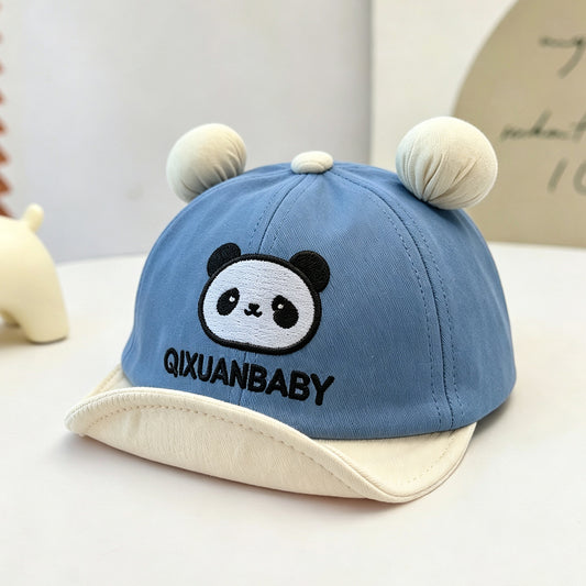 Summer Boys And Girls' Embroidered Panda Letter Three-dimensional Ear Baseball Cap Suitable For Outdoor Outings And Daily Use For Children Aged 0-3 Years Old