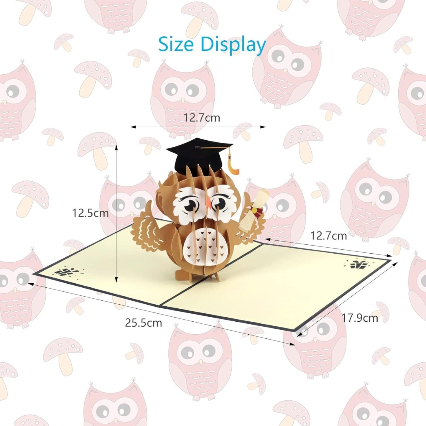 3D Pop-Up Greeting Card With Owl Design—Special Black Card For Graduation Celebrations And Congratulations—Party Supplies Set