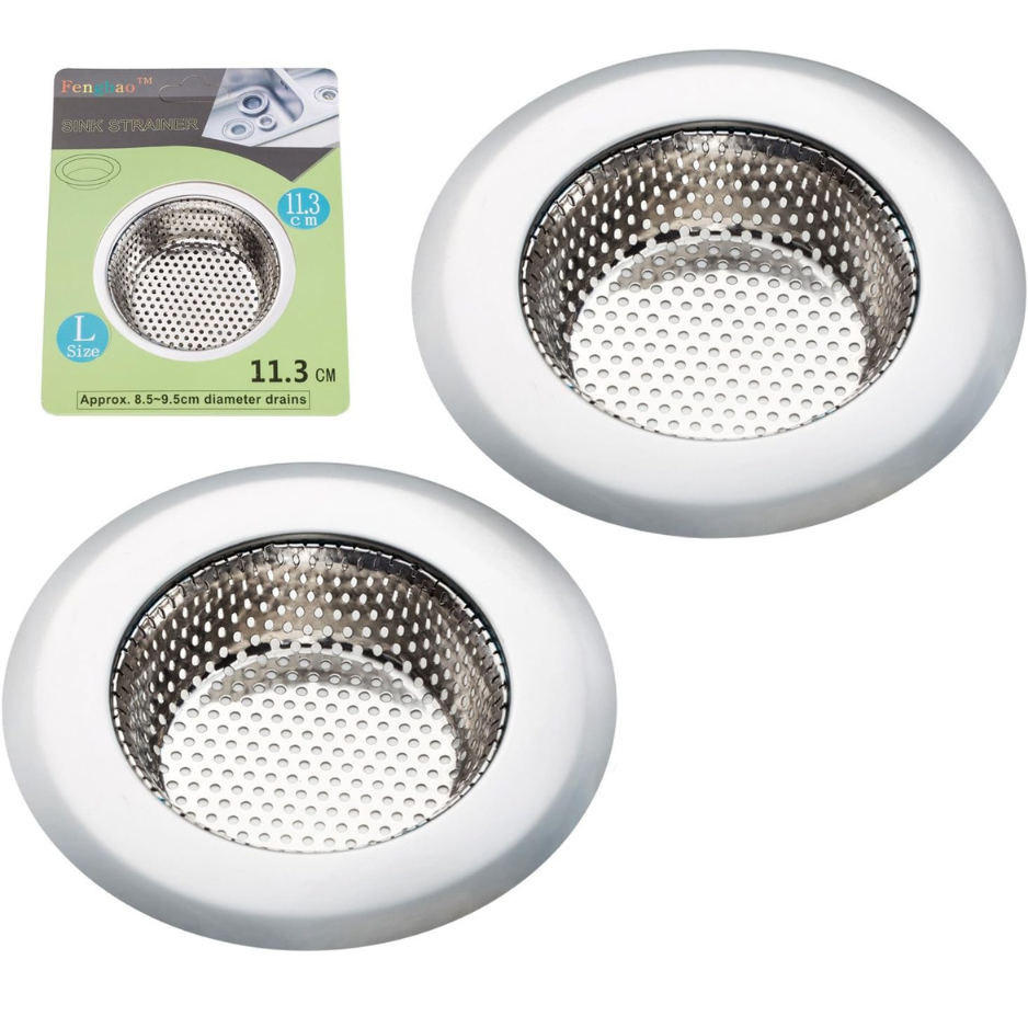 Fengbao 2-Piece Stainless Steel Kitchen Sink Strainer  4.5 Large Wide Rim Drain Catcher
