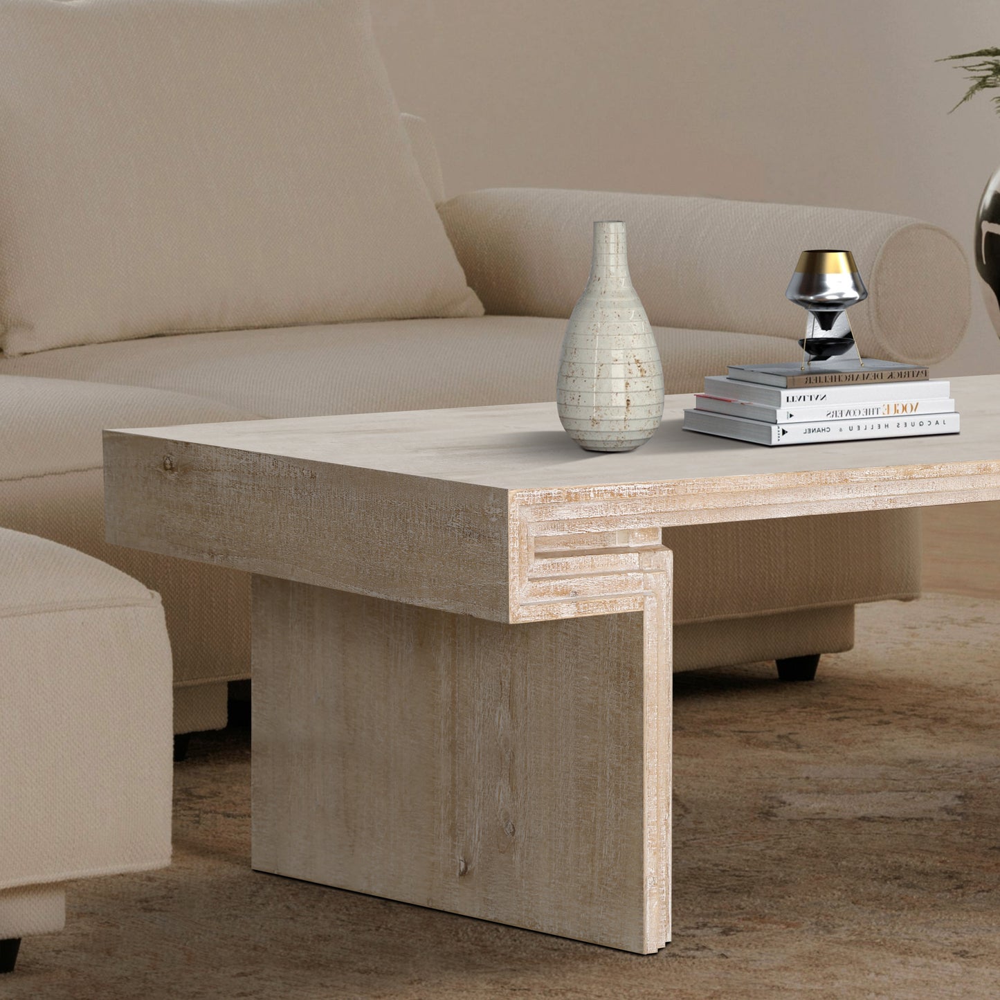 American Vintage Industrial Coffee Table, Premium Reclaimed Wood Texture Rectangular Design, Double-Tier Structure With Rustic Finish, Easy Assembly For Living Room & Office, Antique  Natural
