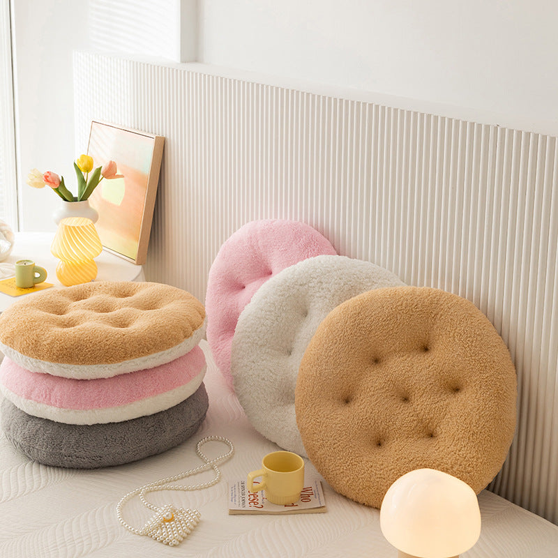 Thickened Winter Lambswool Seat Cushion Round Chair Pad Office Computer Chair