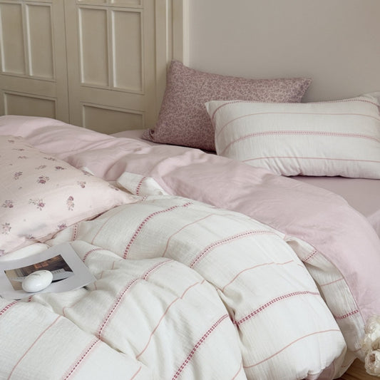 Korean-style Fresh And Airy All-cotton Double-layer Gauze Duvet Cover Four-piece Set