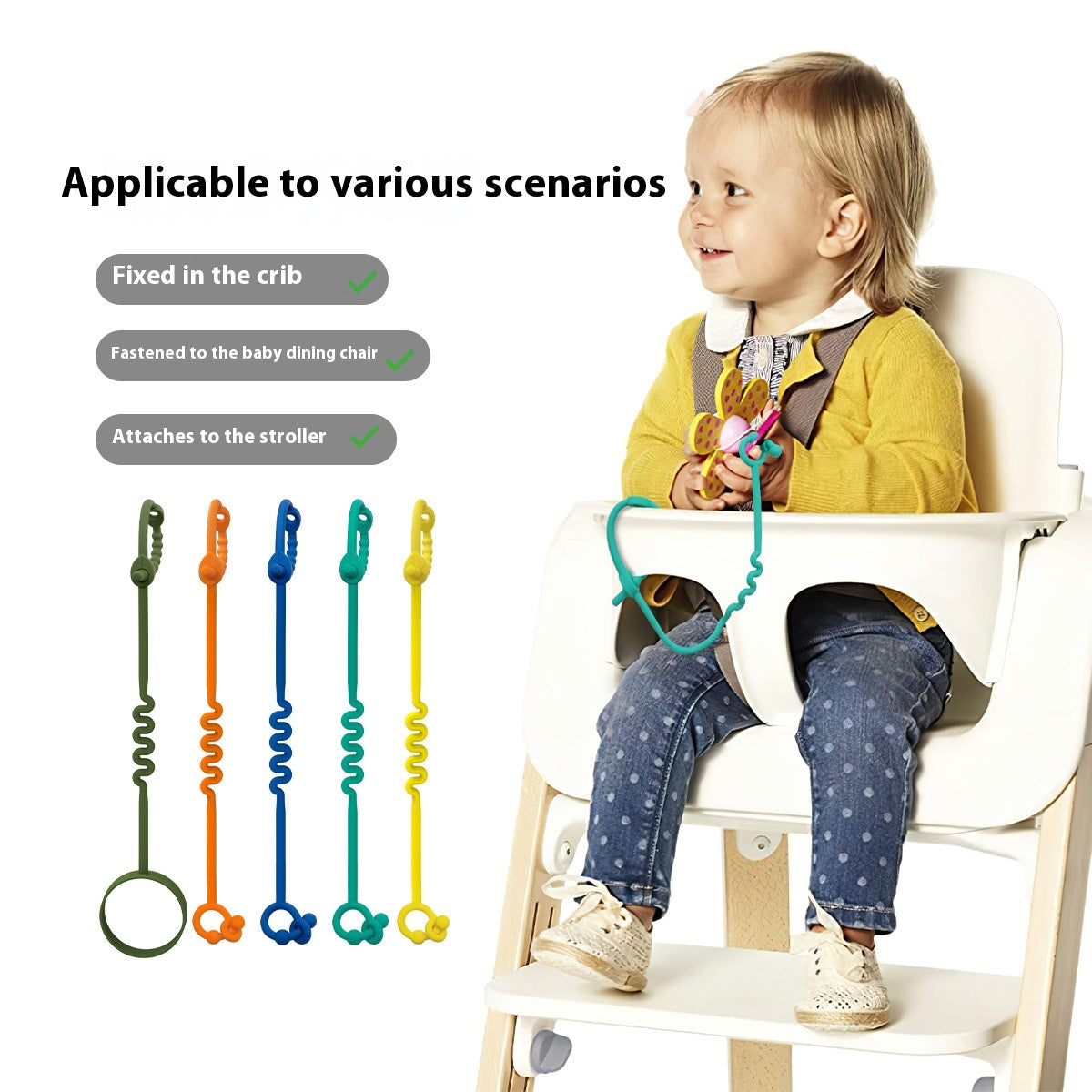 Silicone Toy Rope Teether Fork Baby Nipple Bite Teether Stroller Feeding Bottle Rope