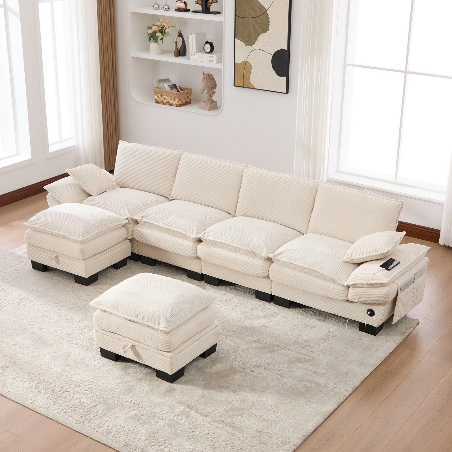 Sectional Cloud Modular Sofa,Deep Seat Sofa, Corduroy Sofa,Comfy Upholstered Furniture For Living Room, Apartment, Studio, Office,Having Multiple Combinations