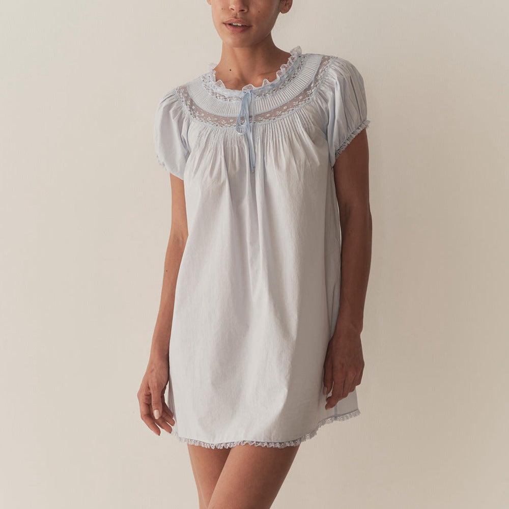 Summer New Arrival Lace-trimmed Round-neck Patchwork Dress