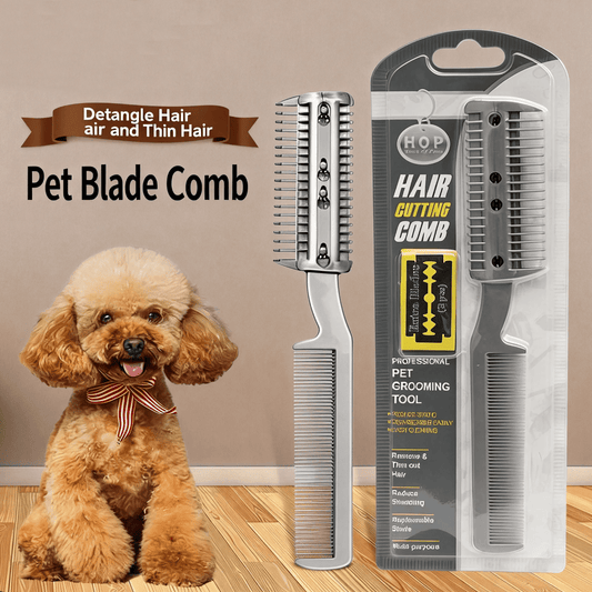 Pet Hair Cutting Comb With Replaceable Blades, Professional Dog Cat Grooming Tool For Thinning Shedding Hair, Detachable Razor Comb With Plastic Teeth