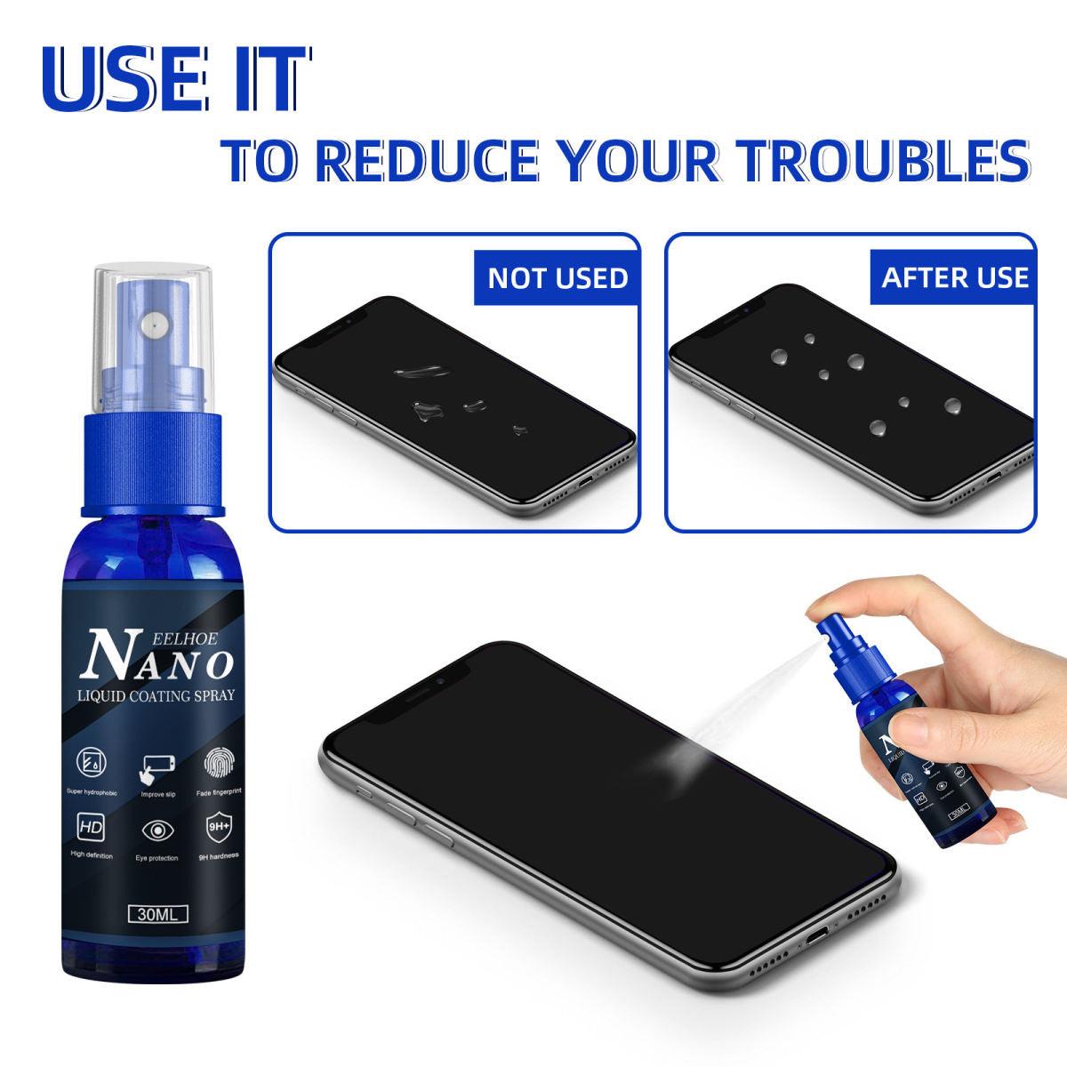 EELHOE Cross-border Mobile Phone Coating Spray, Liquid Waterproof Coating Spray For Mobile Phone Screen Glass, Oleophobic Layer