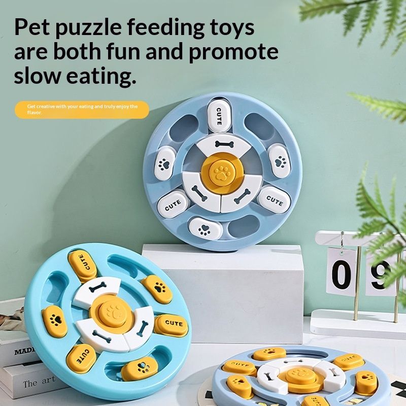 Pet Round Sounding Puzzle Toy In Blue And Yellow, Durable For Biting And Teething Training