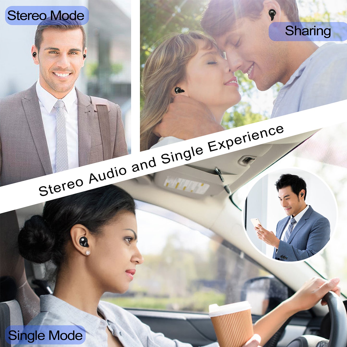 TWS True Wireless V4.2 Earbuds IPX4 In-ear Stereo Earphone Hands-free Deep Bass Earpiece With Mic Magnetic Charging Case 30Hrs Single Earbud Work Time Driving Business