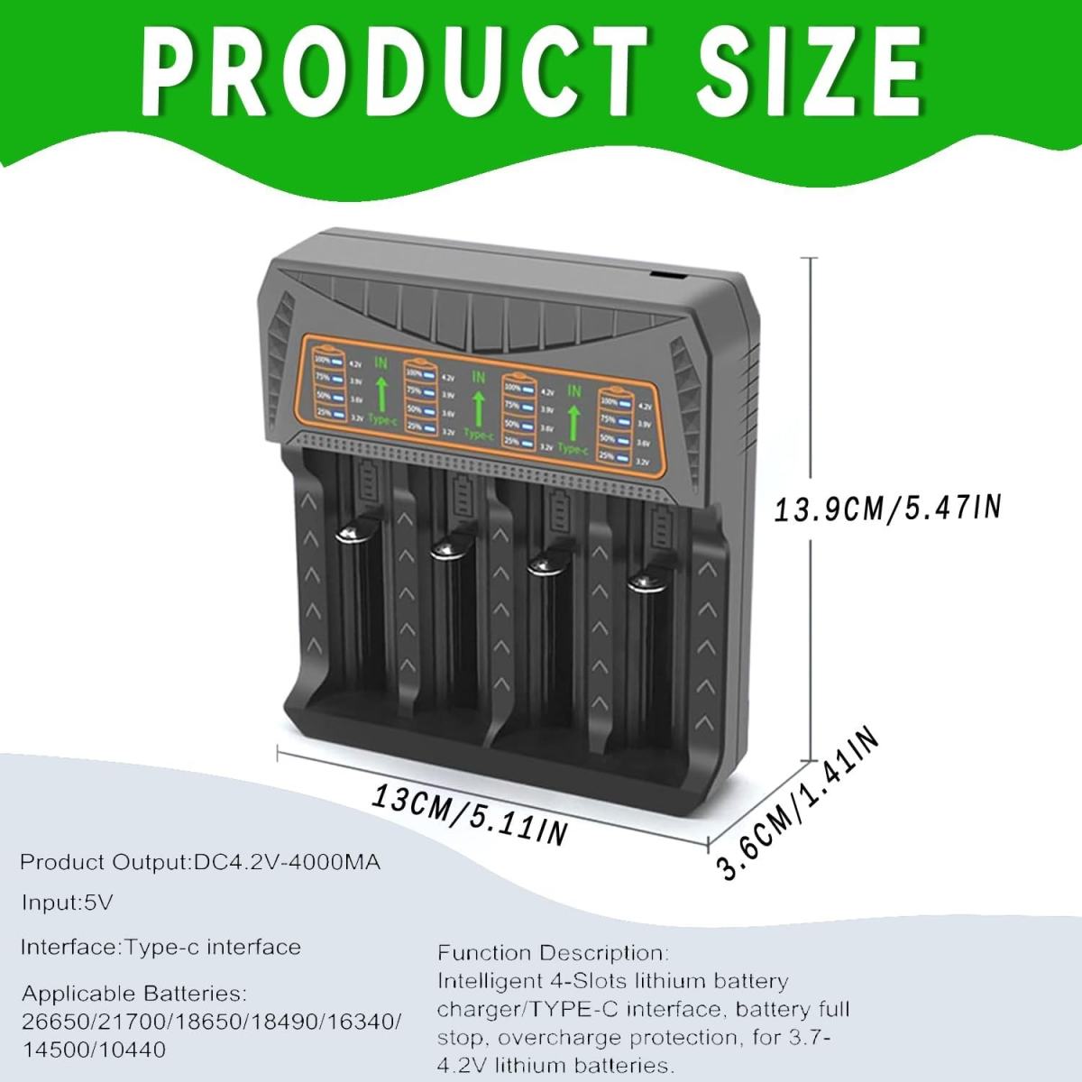4-Slot LED Smart Battery Charger USB For Rechargeable AA AAA Nimh Battery 18650