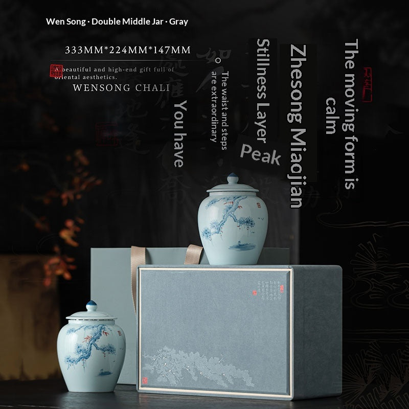 New Style Ceramic Tea Caddy High-End Storage Sealed Double-Can Empty Gift Box