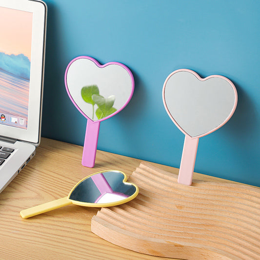 Household Portable Cute Love Hand-held Makeup Mirror