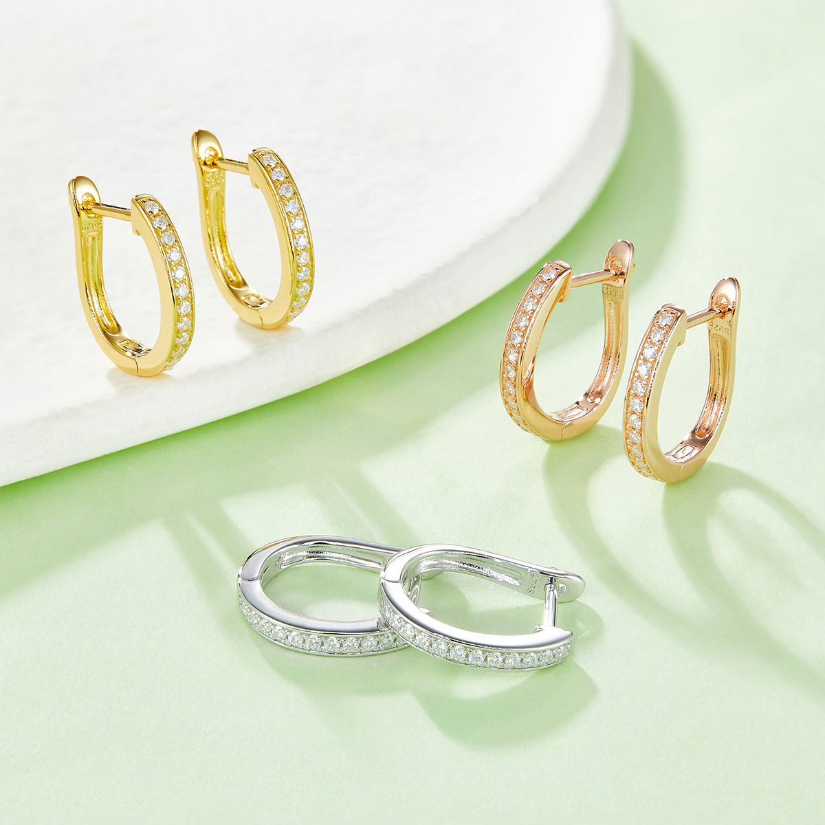 S925 Sterling Silver 24pcs Moissanite Huggie Hoop Earrings For Women 16mm Platinum Plated GRA Certified Hypoallergenic Gift Box