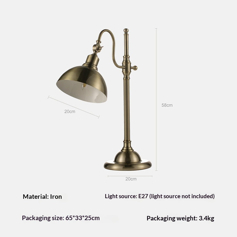 American-style Wrought-iron Foldable Long-arm Eye-care Desk Lamp For Studying And Reading