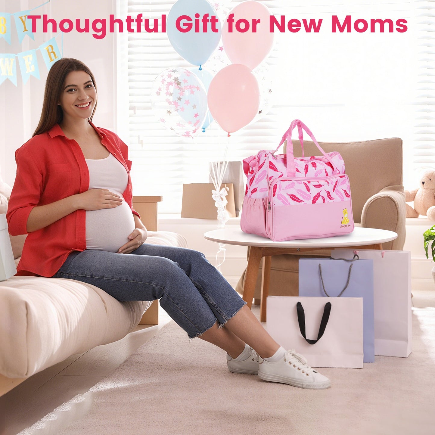 5Pcs Baby Nappy Diaper Bags Set For Picnic Mummy Diaper Handbags With Diaper Pad Food Bag Bottle Bag Travel Tote Bags For Mom Dad