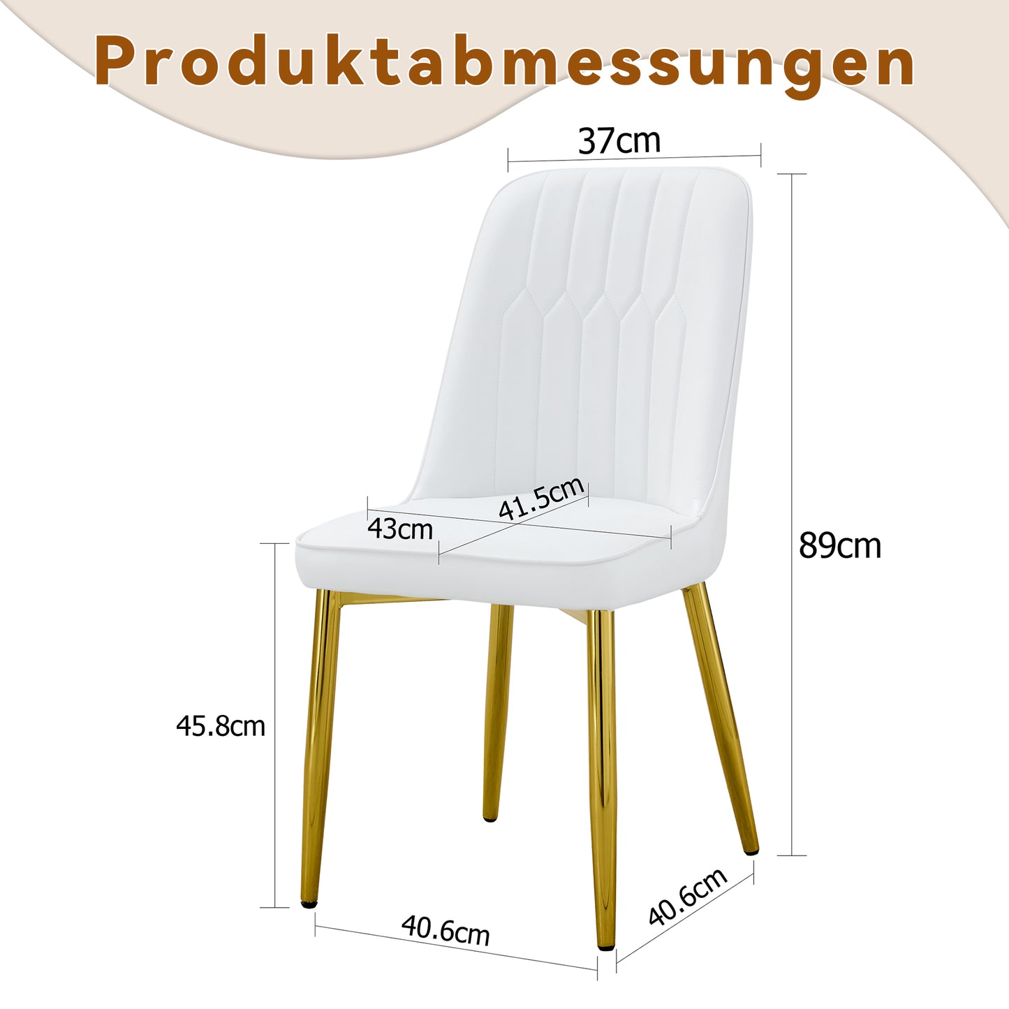 Two White Faux Leather Dining Chairs Modern And Minimalist Design, Equipped With Widened Seat, Backrest And Non-slip Metal Feet, Suitable For Dining Room And Kitchen.