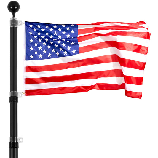 25FT Telescoping Flag Pole Kit, Heavy Duty Aluminum Alloy In Ground Flag Poles For Outside, 3 Display Modes Flagpole With 3x5 American Flag, Professional Accessories, Black