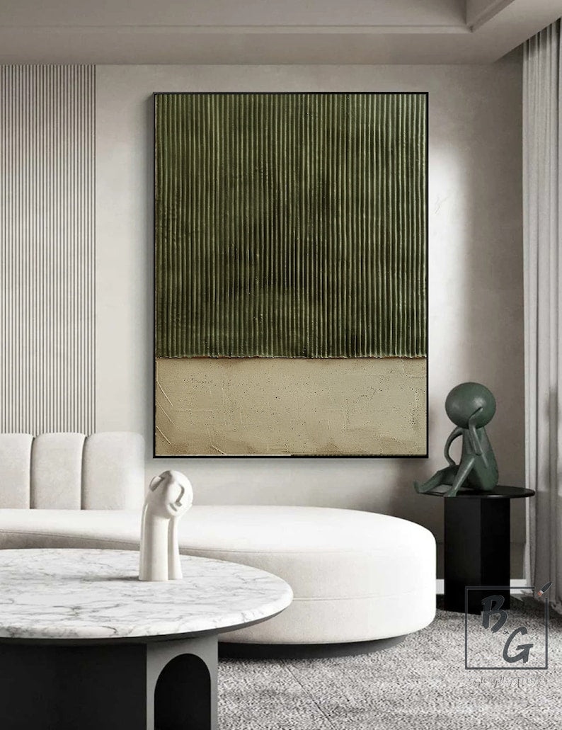 Hand-Painted Oil Painting Canvas Acrylic Modern Wall Art Green Modern Abstract Texture  Artwork Home Decoration For Bedroom Living Room Decor
