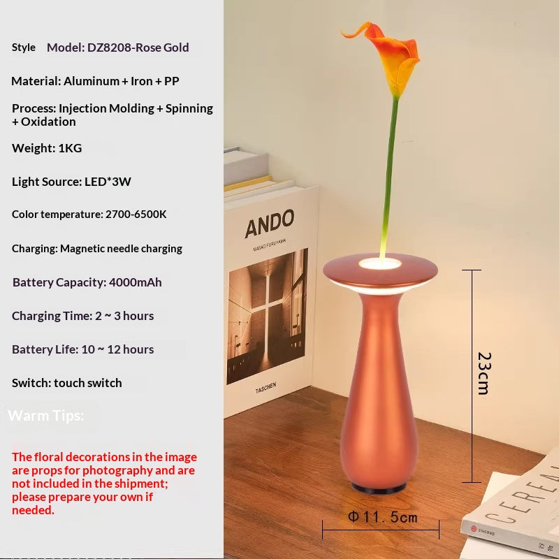 Creative Vase Decoration With Wireless Charging And Floral Arrangement Ambiance Lighting