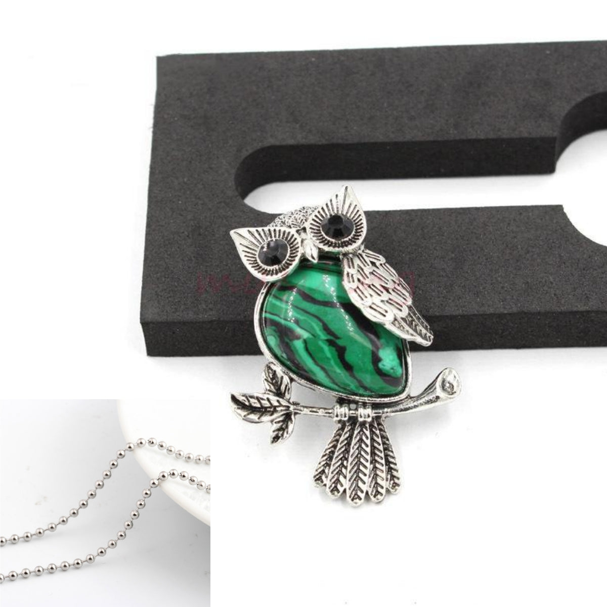 Natural Stone Crystal Pendant Owl Pendant Alloy Accessories Necklace