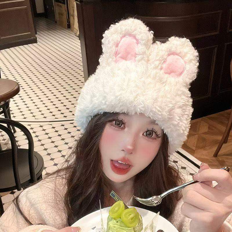 Korean-style Cute And Sweet Bunny-ear Plush Hat