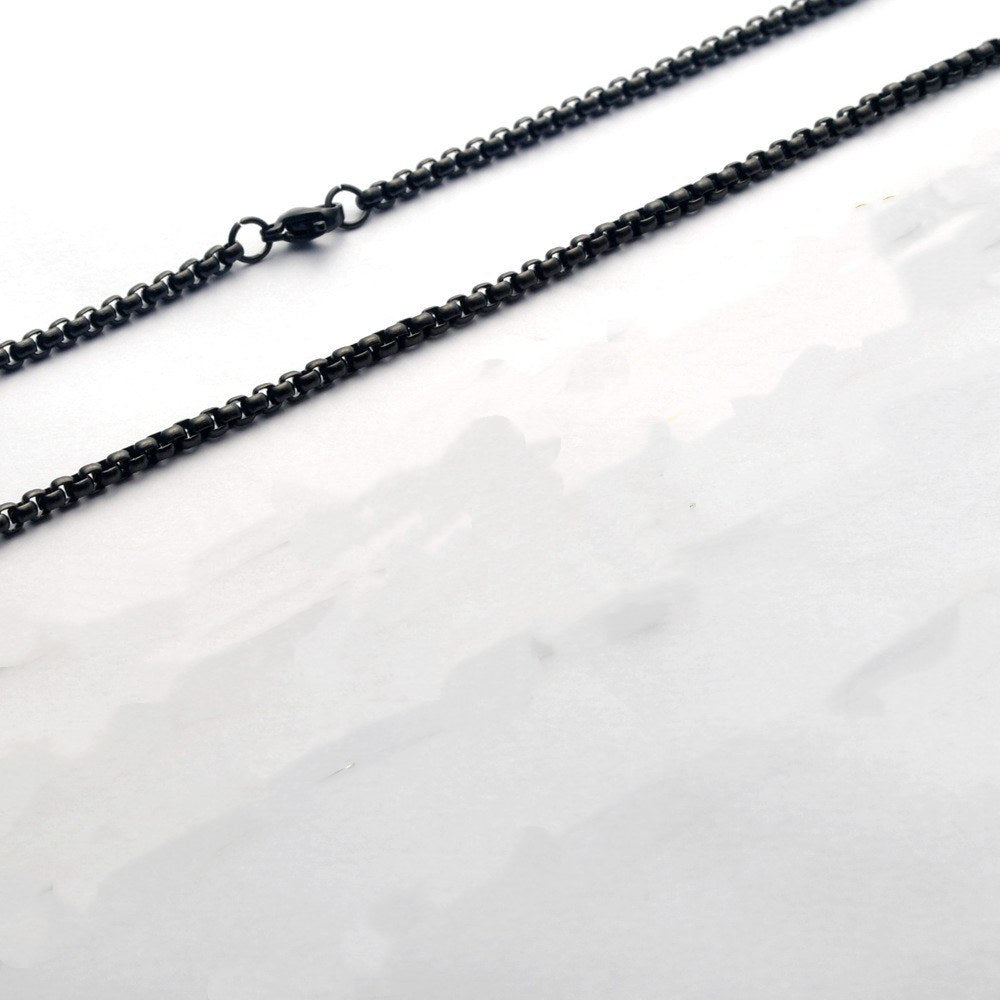 European And American Mens Fashion Stainless Steel Square Pearl Chain Titanium Steel Necklace