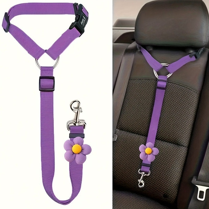 Pet Car Harness Rope Ring Dog Car Elastic Reflective Strap Leash