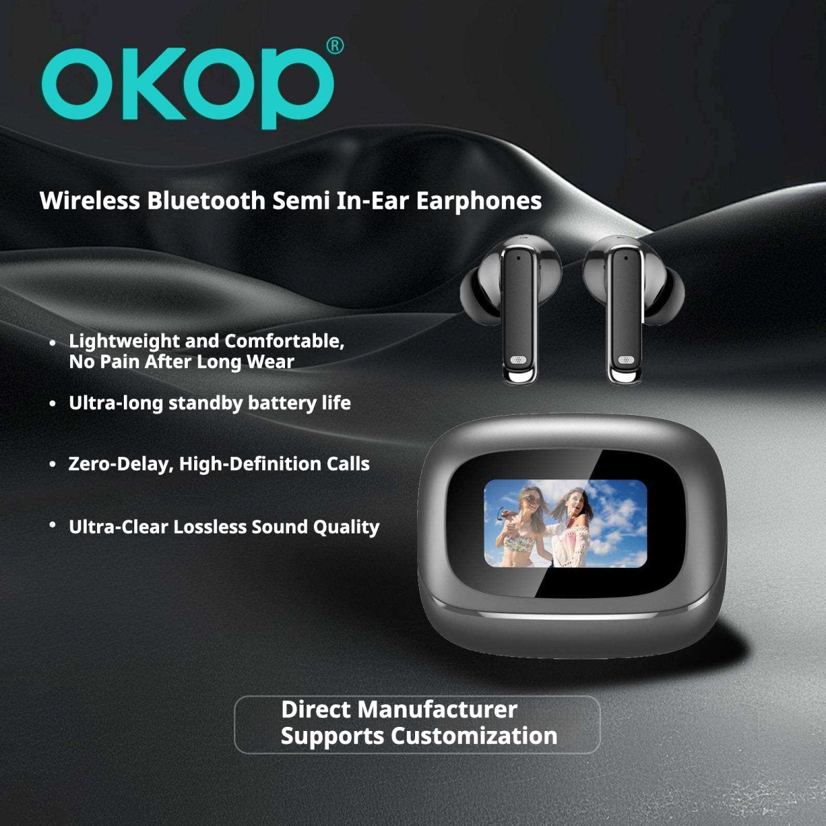 KP-219 Best-Selling Wireless Bluetooth Earbuds Smart AI Simultaneous Translation ENC Noise Cancellation And Digital Display Screen Factory Direct Sales