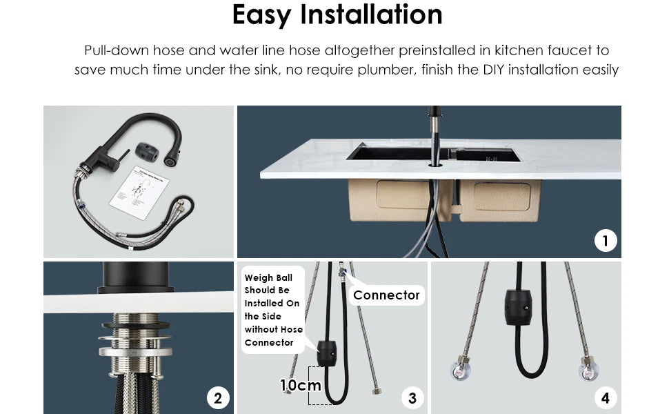 360 Kitchen Sink Mixer Taps Pull Out Spout Spray Single Lever Modern Mono Tap