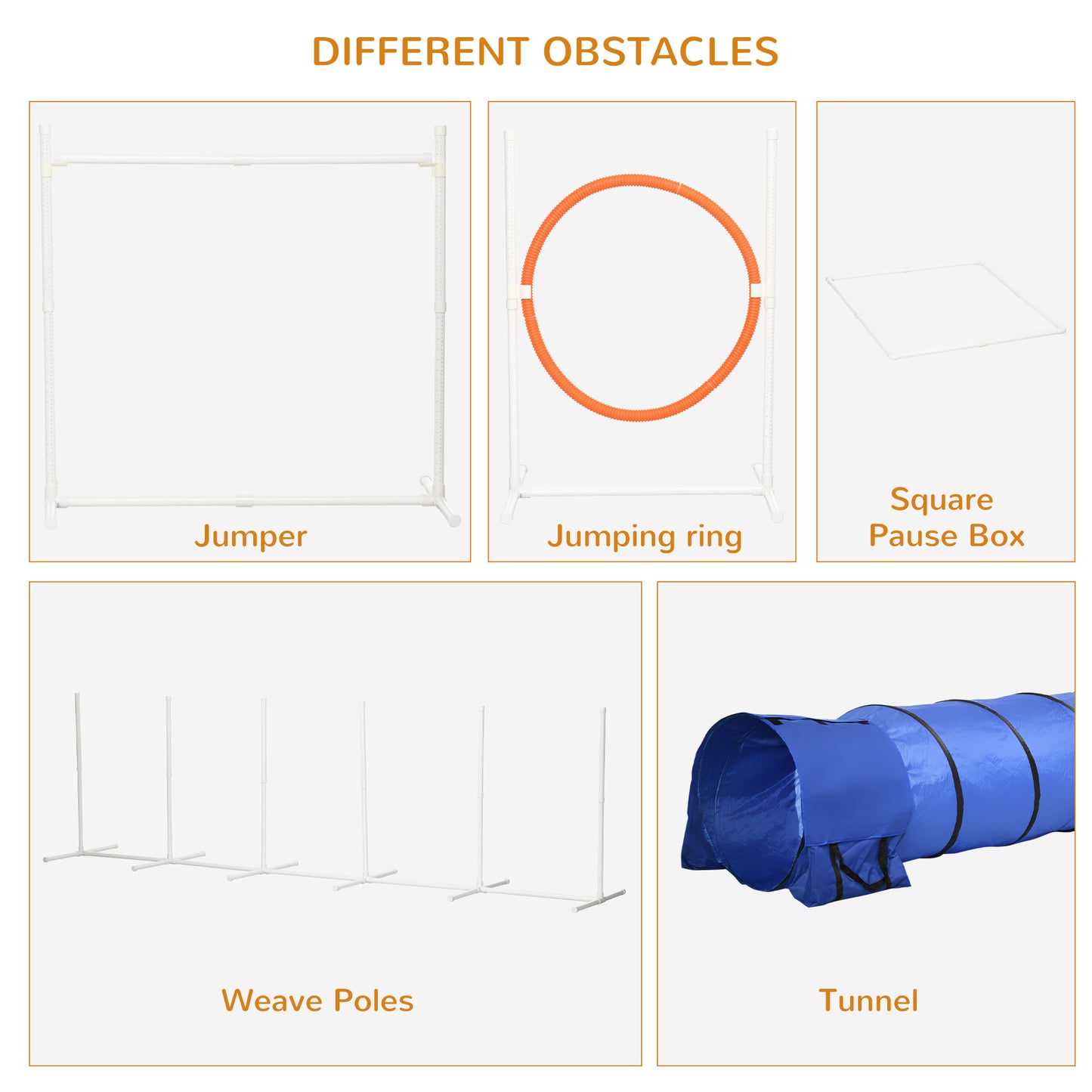 PawHut Six-Piece Dog Agility Equipment Set, With Carry Bag - Multicoloured