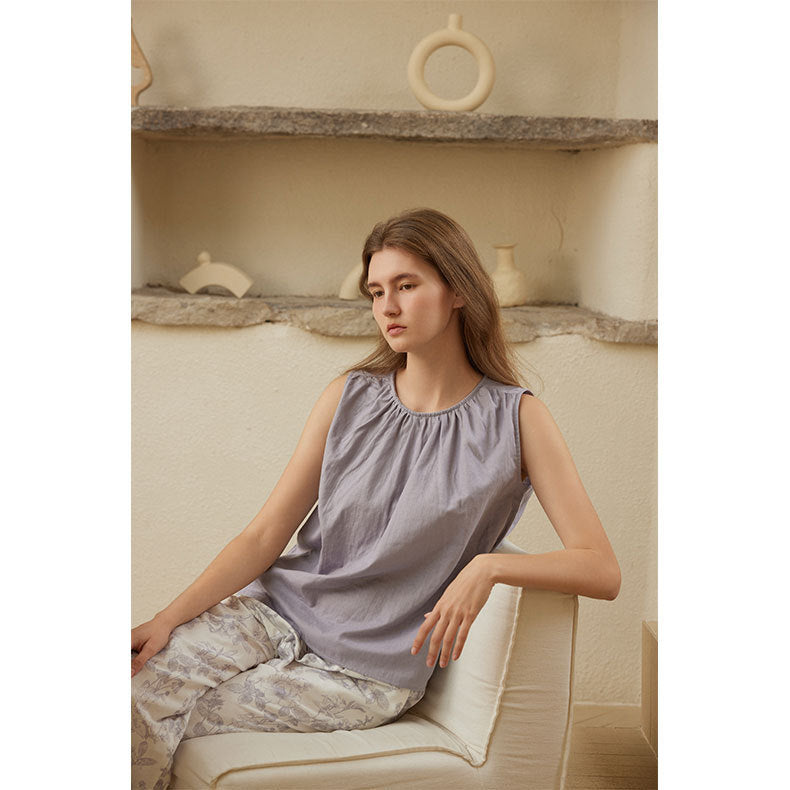 Home Wear Cotton Double-layer Gauze Sleeveless Vest