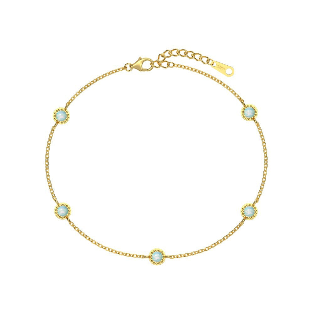 Amazon S925 Sterling Silver Opal Bracelet Women's Japanese And Korean Simple