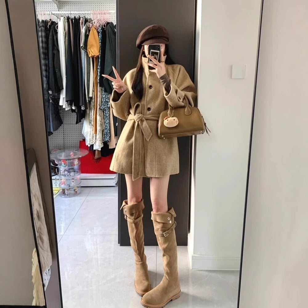 Korean Style Elegant High Sense Casual Short New Woolen Coat