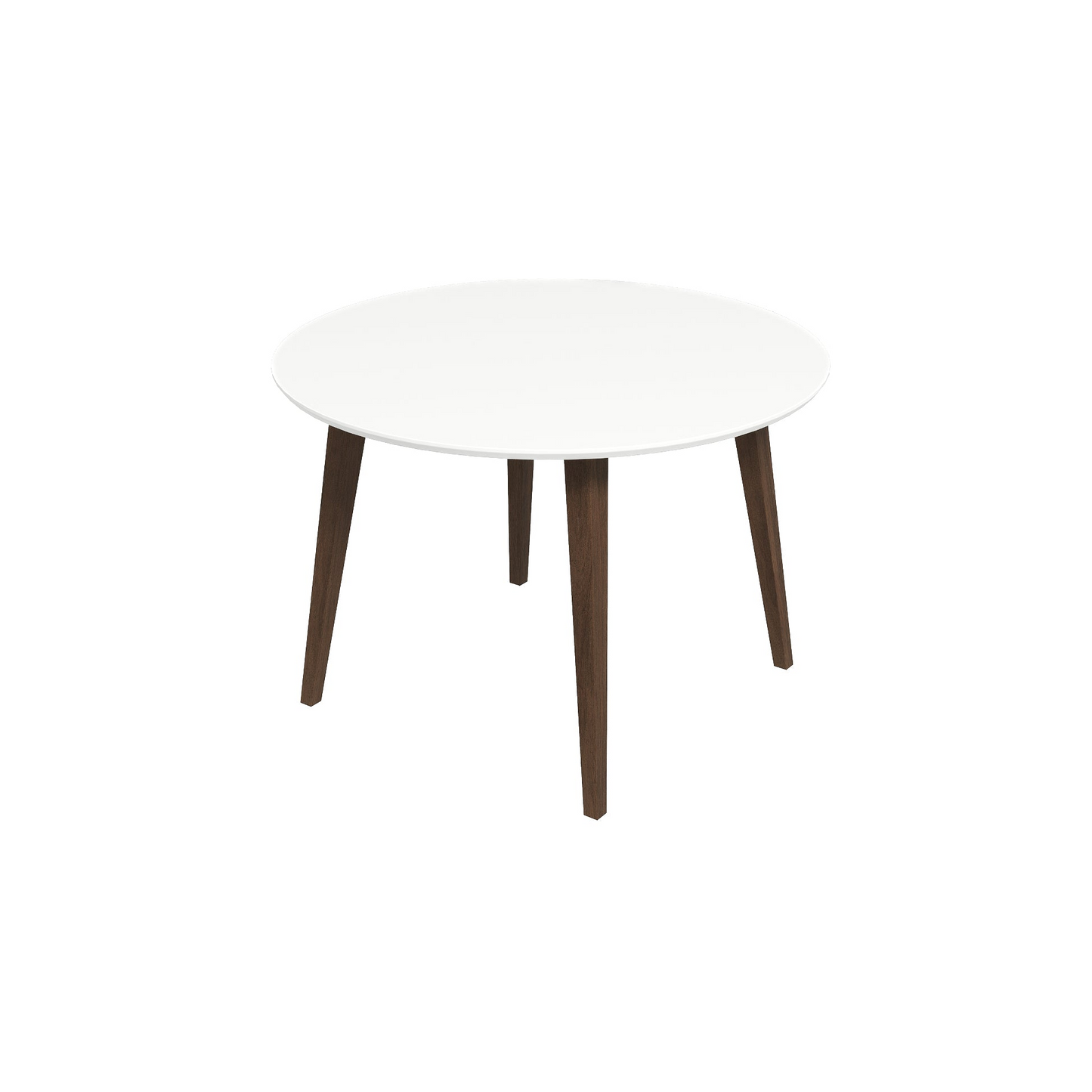 Paloma Mid-Century Modern Round Dining Table In White Solid Wood, 43.3 Inches For Kitchen, Dining Room, Dinette, Breakfast
