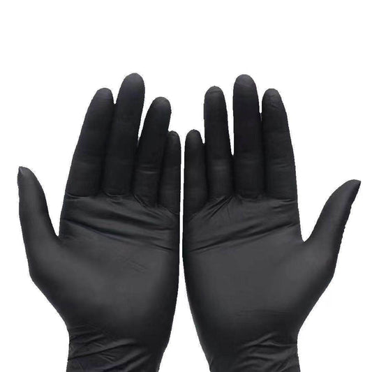 Black Thick Disposable Gloves 1 0 0PCS, PVC Nitrile Rubber, Food Grade, Latex Free, For Kitchen Dishwashing & Protection
