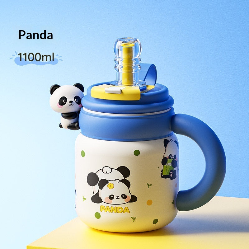 Large-Capacity Office Ceramic Doll Straw Mug