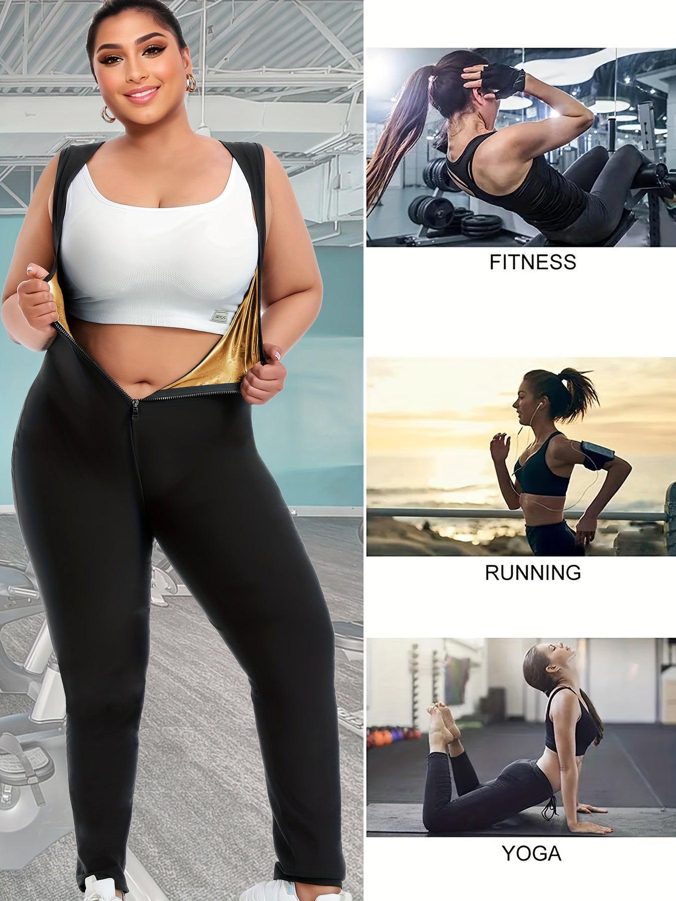Plus Size Sauna Suit For Women Full Body Waist Trainer For Women Breathable Underarm Design High Waist Slimming Sleeveless Jumpsuit