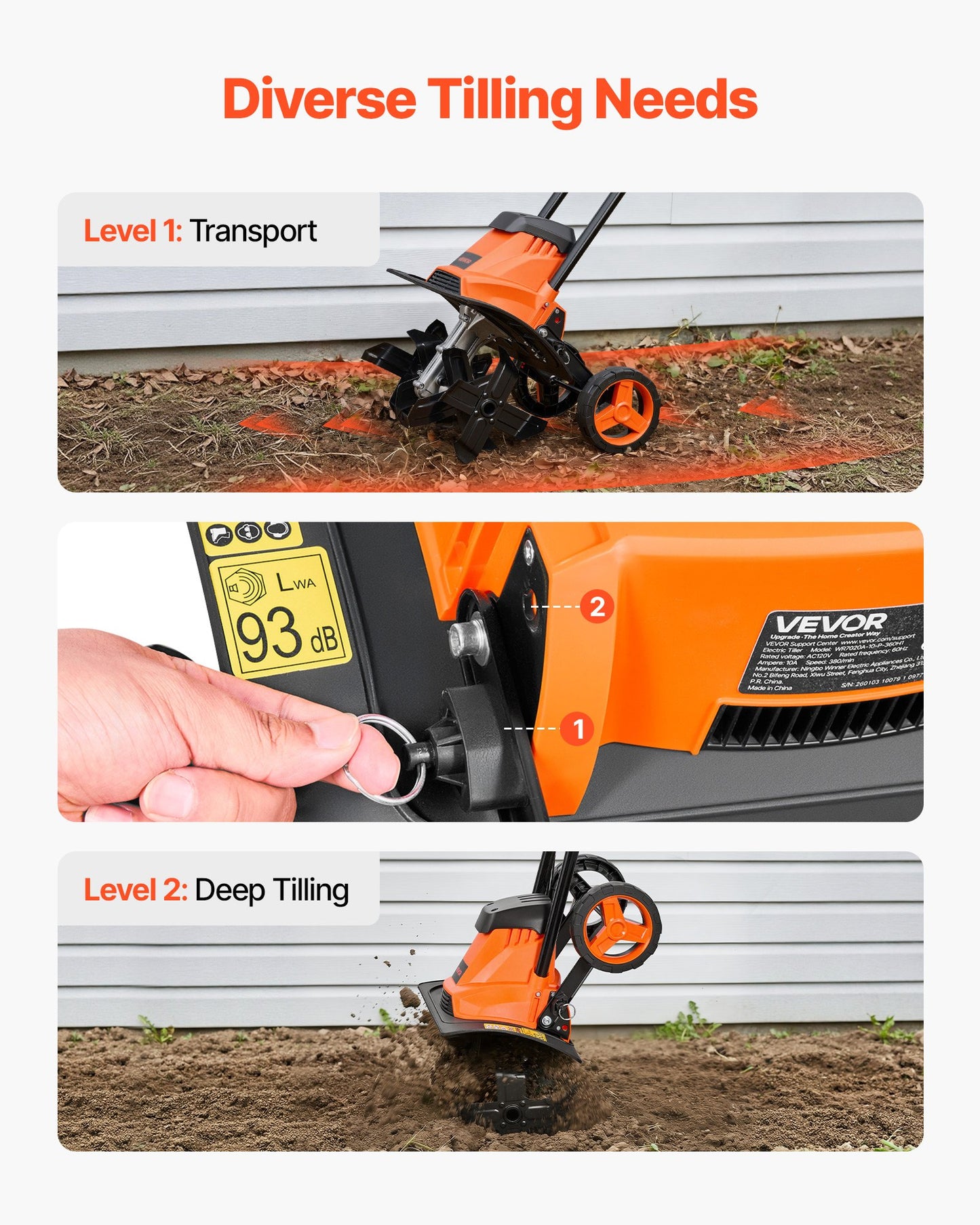 Corded Electric Tiller, 14 Inch Tilling Width Garden Rototiller, 10-Amp Motor Heavy-Duty Tilling Machine, Cultivator With Steel Tines And Foldable Handle, For Lawn, Yard, And Gardening Care
