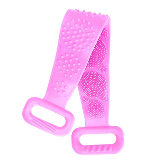 Silicone Back Scrubber Belt For Shower Exfoliating Foaming Body Wash Strap Brush Bristles Massage Dots With Adhesive Hook