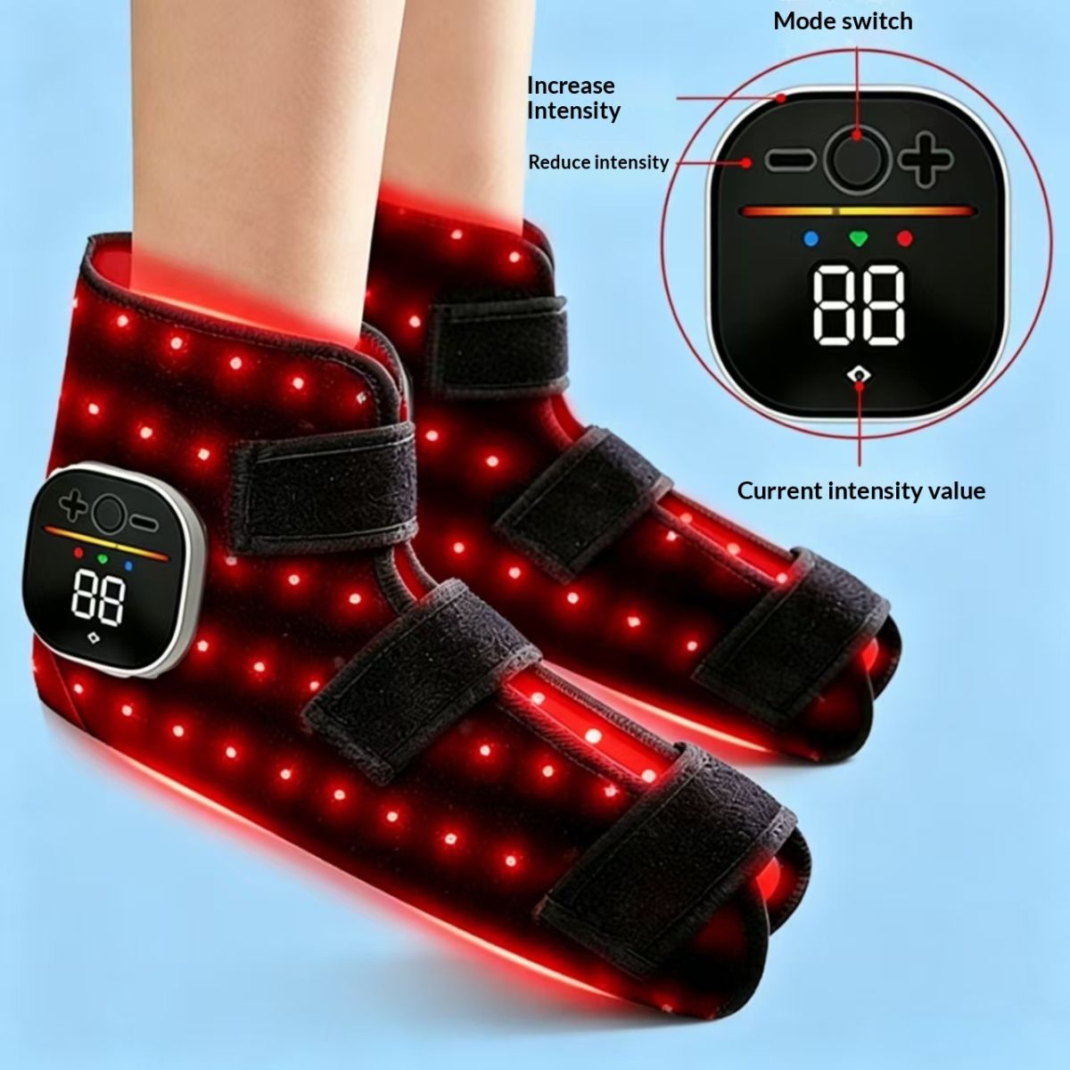 LED Red-light Therapy Shoes With Near-infrared Phototherapy For Ankle Care And Warm Compress