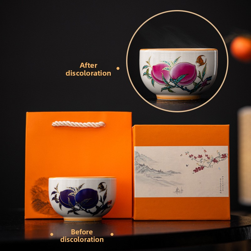 Emperature-sensitive Color-changing Ceramic Tea Cup Gift Box Set, Single Color-changing Tea Cup Gift Box